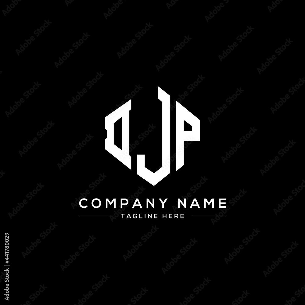 DJP letter logo design with polygon shape. DJP polygon logo monogram. DJP cube logo design. DJP hexagon vector logo template white and black colors. DJP monogram, DJP business and real estate logo. 