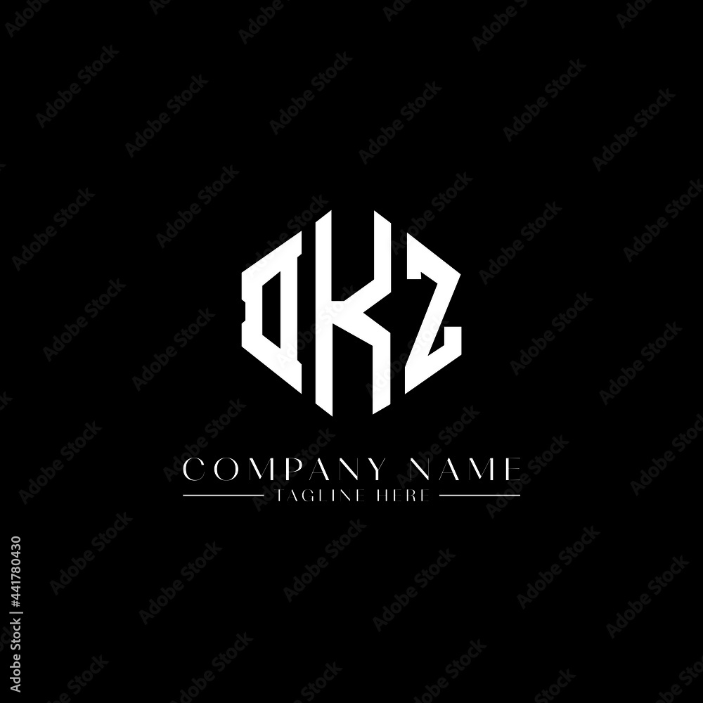 DKZ letter logo design with polygon shape. DKZ polygon logo monogram. DKZ cube logo design. DKZ hexagon vector logo template white and black colors. DKZ monogram, DKZ business and real estate logo. 