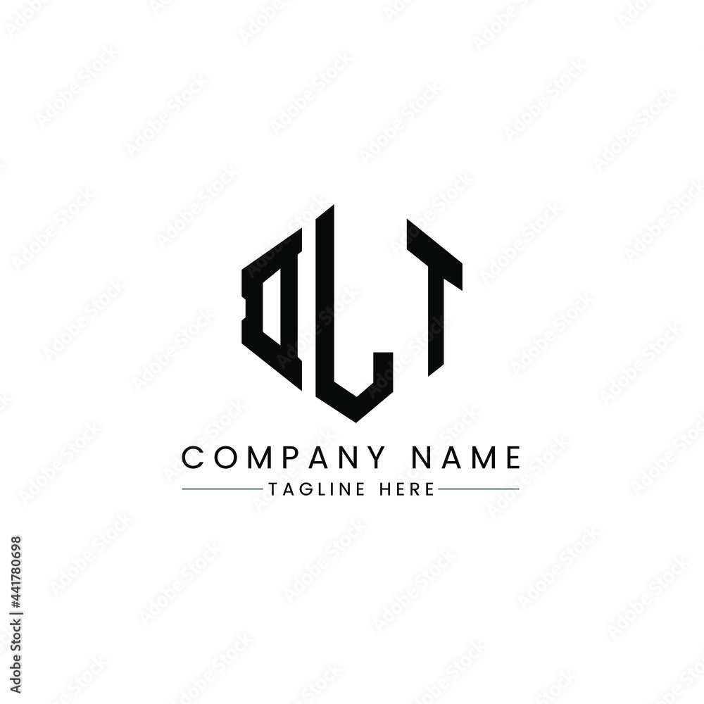 DLT letter logo design with polygon shape. DLT polygon logo monogram. DLT cube logo design. DLT