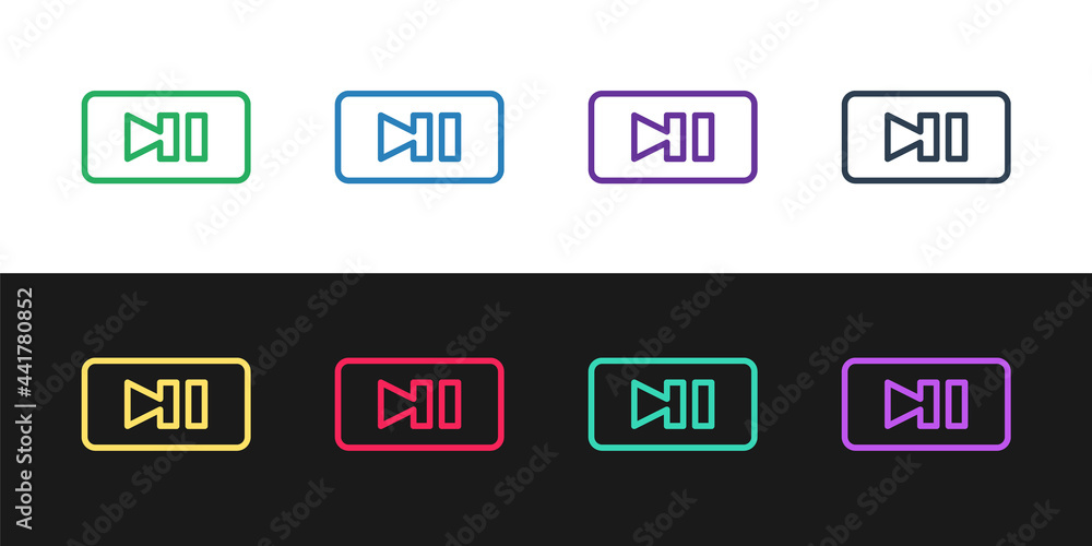 Set line Pause button icon isolated on black and white background. Vector Set line Pause button icon isolated on black and white background. Vector