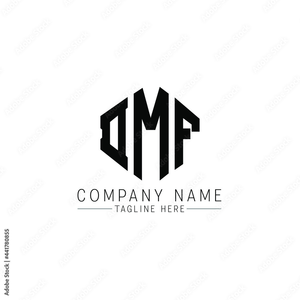 DMF letter logo design with polygon shape. DMF polygon logo monogram. DMF cube logo design. DMF hexagon vector logo template white and black colors. DMF monogram, DMF business and real estate logo. 