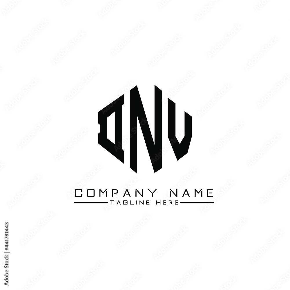 DNV letter logo design with polygon shape. DNV polygon logo monogram. DNV cube logo design. DNV hexagon vector logo template white and black colors. DNV monogram, DNV business and real estate logo. 