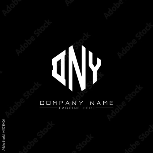 DNY letter logo design with polygon shape. DNY polygon logo monogram. DNY cube logo design. DNY hexagon vector logo template white and black colors. DNY monogram, DNY business and real estate logo. 