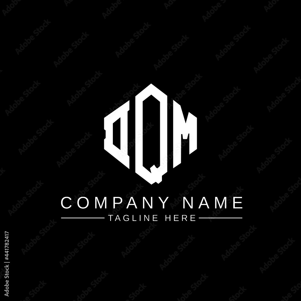 DQM letter logo design with polygon shape. DQM polygon logo monogram. DQM cube logo design. DQM hexagon vector logo template white and black colors. DQM monogram, DQM business and real estate logo. 