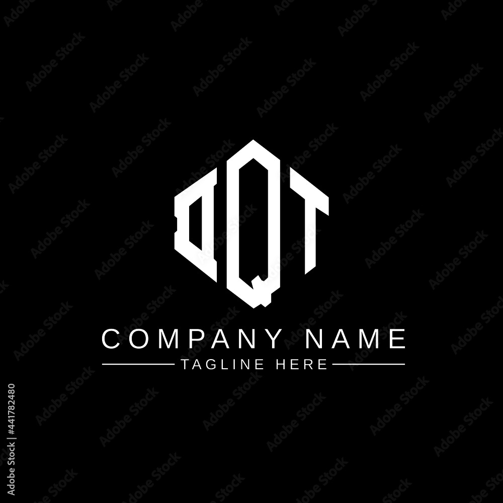 DQT letter logo design with polygon shape. DQT polygon logo monogram. DQT cube logo design. DQT hexagon vector logo template white and black colors. DQT monogram, DQT business and real estate logo. 