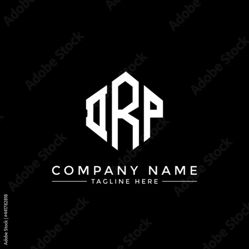 DRP letter logo design with polygon shape. DRP polygon logo monogram. DRP cube logo design. DRP hexagon vector logo template white and black colors. DRP monogram, DRP business and real estate logo.  photo