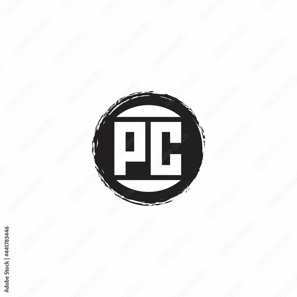 PC Logo Initial Letter Monogram with abstrac circle shape design template PC Logo Initial Letter Monogram with abstrac circle shape design template