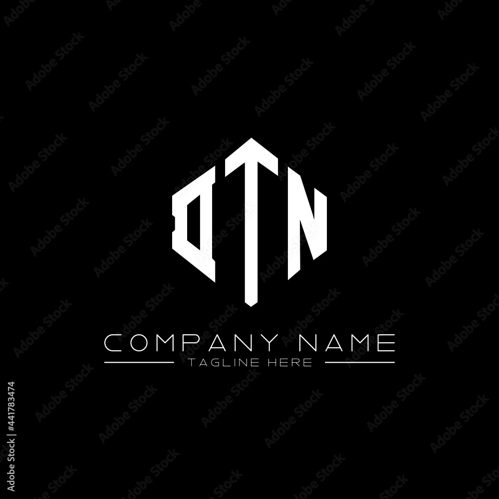 DTN letter logo design with polygon shape. DTN polygon logo monogram. DTN cube logo design. DTN hexagon vector logo template white and black colors. DTN monogram, DTN business and real estate logo. 