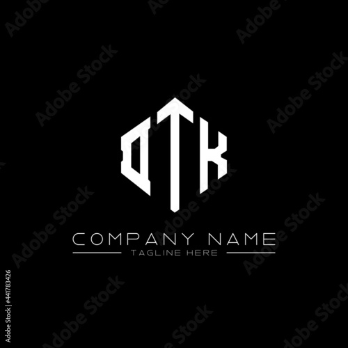 DTK letter logo design with polygon shape. DTK polygon logo monogram. DTK cube logo design. DTK hexagon vector logo template white and black colors. DTK monogram, DTK business and real estate logo. 