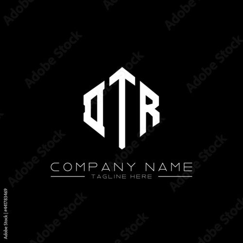 DTR letter logo design with polygon shape. DTR polygon logo monogram. DTR cube logo design. DTR hexagon vector logo template white and black colors. DTR monogram, DTR business and real estate logo.  photo