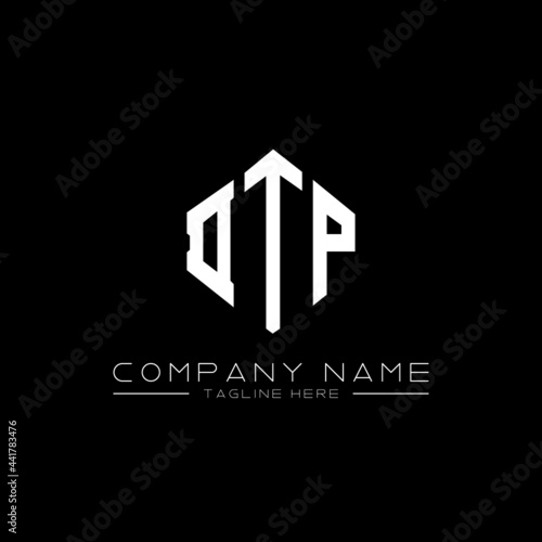 DTP letter logo design with polygon shape. DTP polygon logo monogram. DTP cube logo design. DTP hexagon vector logo template white and black colors. DTP monogram, DTP business and real estate logo. 