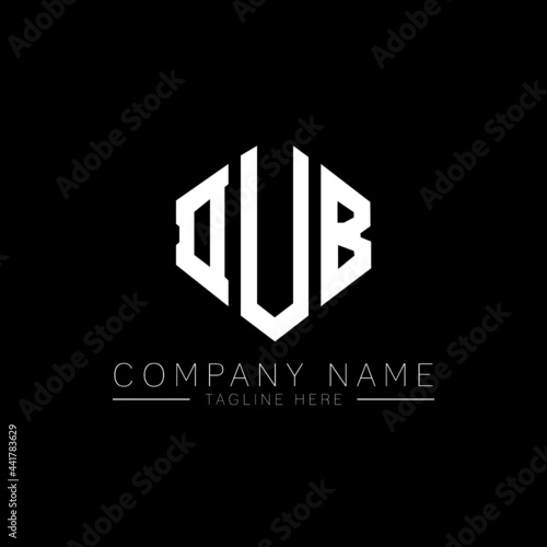 DUB letter logo design with polygon shape. DUB polygon logo monogram. DUB cube logo design. DUB hexagon vector logo template white and black colors. DUB monogram, DUB business and real estate logo.  photo