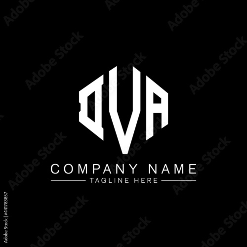 DVA letter logo design with polygon shape. DVA polygon logo monogram. DVA cube logo design. DVA hexagon vector logo template white and black colors. DVA monogram, DVA business and real estate logo. 