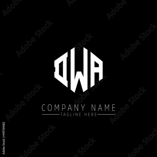 DWA letter logo design with polygon shape. DWA polygon logo monogram. DWA cube logo design. DWA hexagon vector logo template white and black colors. DWA monogram, DWA business and real estate logo. 