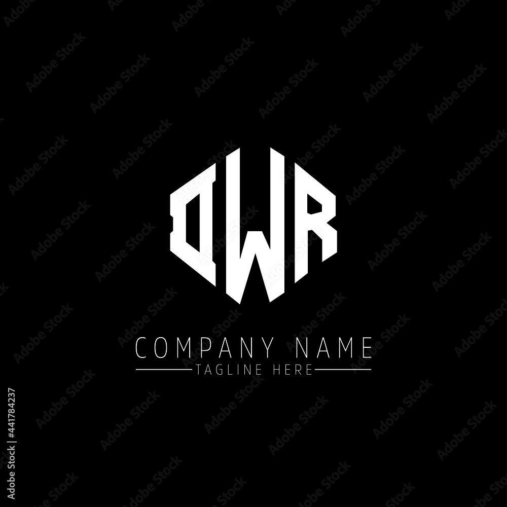 DWR letter logo design with polygon shape. DWR polygon logo monogram