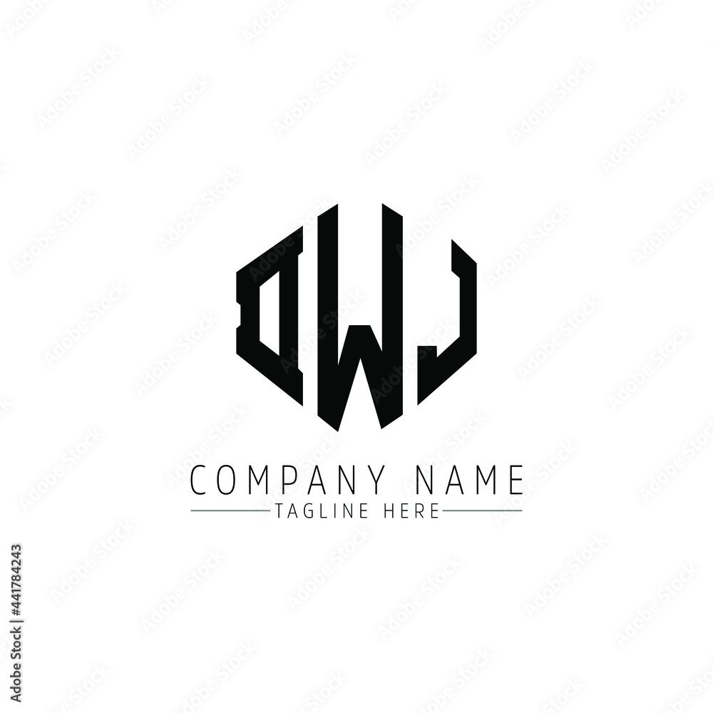 DWJ letter logo design with polygon shape. DWJ polygon logo monogram. DWJ cube logo design. DWJ hexagon vector logo template white and black colors. DWJ monogram, DWJ business and real estate logo. 