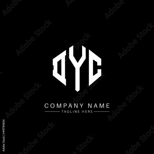 DYC letter logo design with polygon shape. DYC polygon logo monogram. DYC cube logo design. DYC hexagon vector logo template white and black colors. DYC monogram, DYC business and real estate logo.  photo