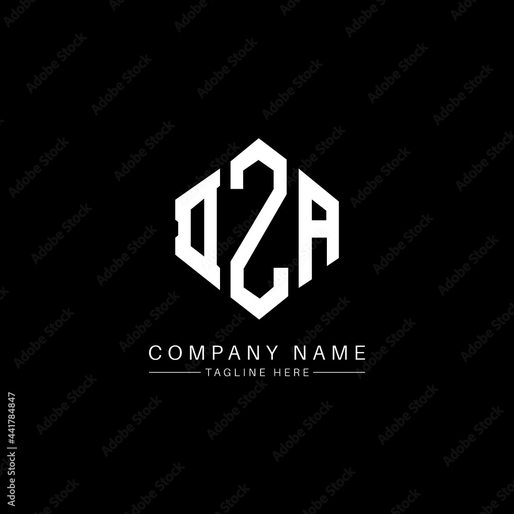 DZA letter logo design with polygon shape. DZA polygon logo monogram. DZA cube logo design. DZA hexagon vector logo template white and black colors. DZA monogram, DZA business and real estate logo. 