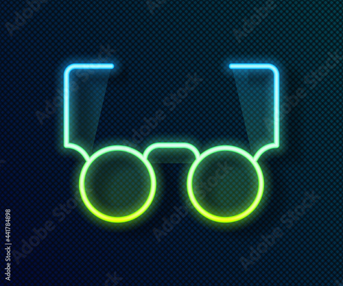 Glowing neon line Glasses icon isolated on black background. Eyeglass frame symbol. Vector