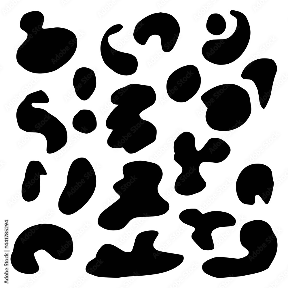 Blob shapes vector set. Random blotch, inkblot, stone silhouette, Ink stain. Organic abstract simple fluid splodge elemets. isolated on white background. vector illustration Blob shapes vector set. Random blotch, inkblot, stone silhouette, Ink stain. Organic abstract simple fluid splodge elemets. isolated on white background. vector illustration