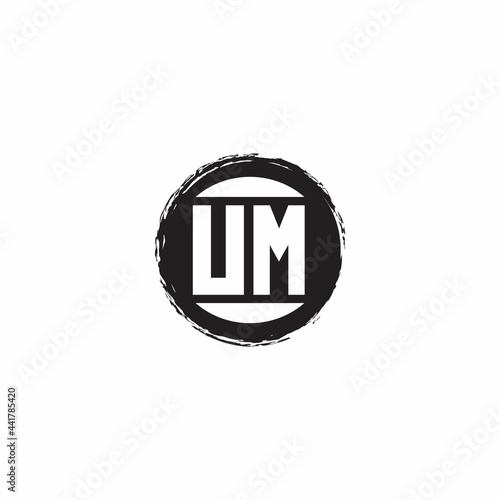 UM Logo Initial Letter Monogram with abstrac circle shape design template