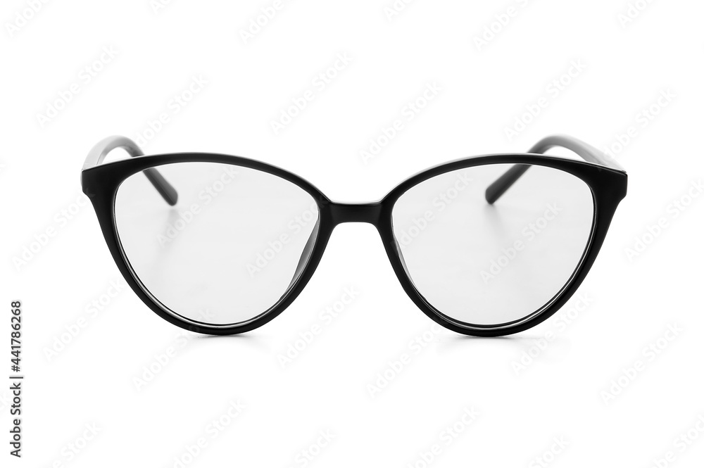 Stylish eyeglasses on white background Stylish eyeglasses on white background