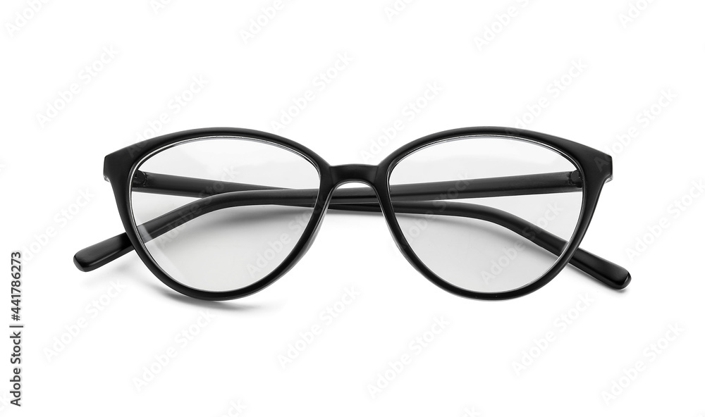 Fototapeta premium Stylish eyeglasses on white background