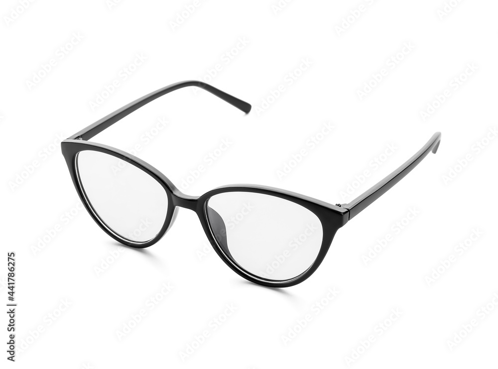Stylish eyeglasses on white background Stylish eyeglasses on white background