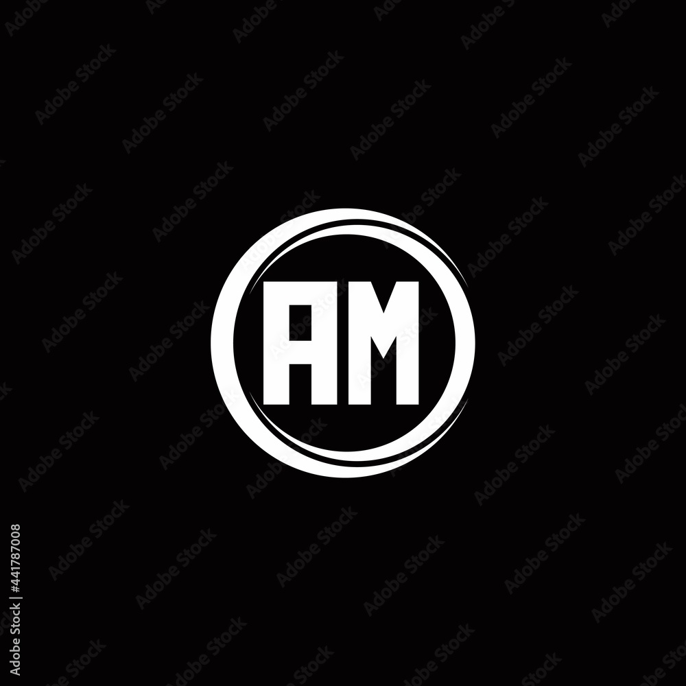 AM logo initial letter monogram with circle slice rounded design template AM logo initial letter monogram with circle slice rounded design template