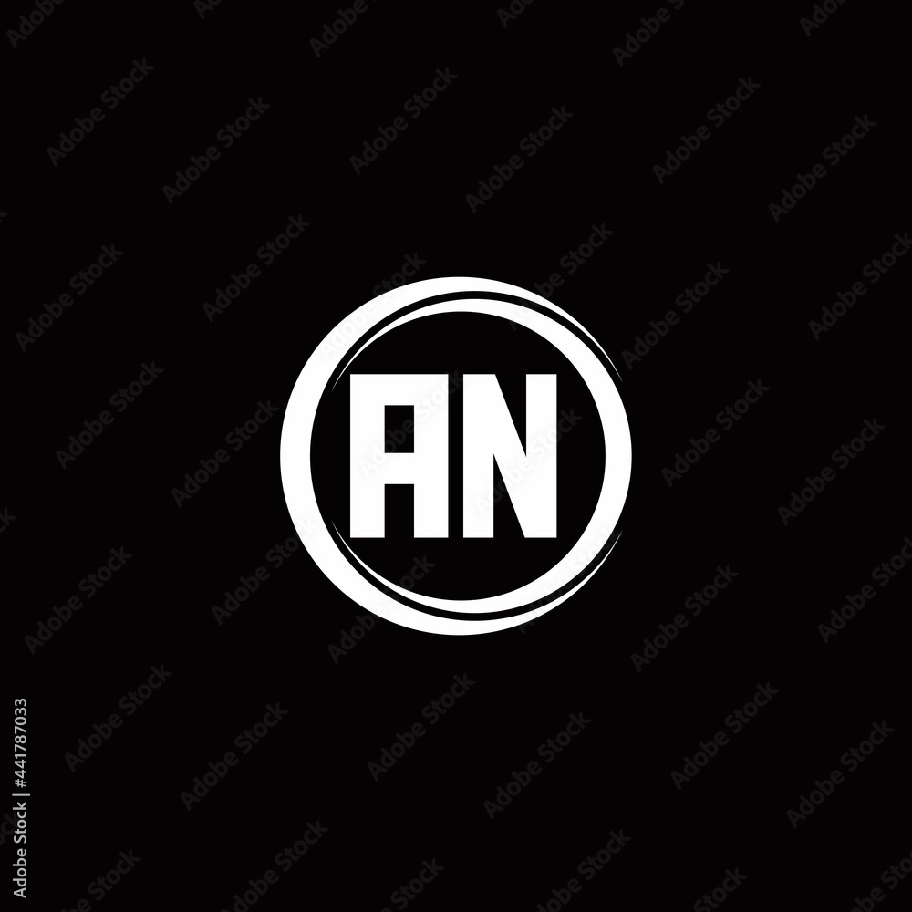 AN logo initial letter monogram with circle slice rounded design template
