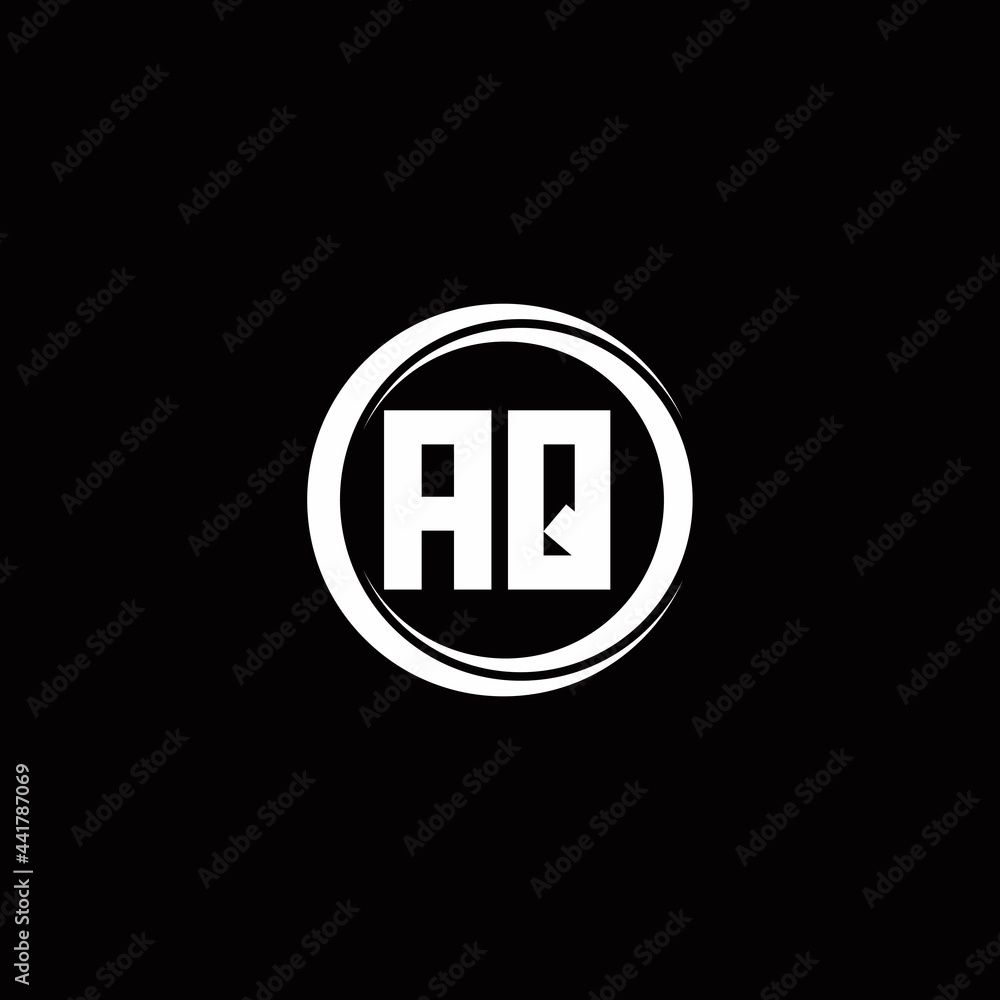 AQ logo initial letter monogram with circle slice rounded design template AQ logo initial letter monogram with circle slice rounded design template