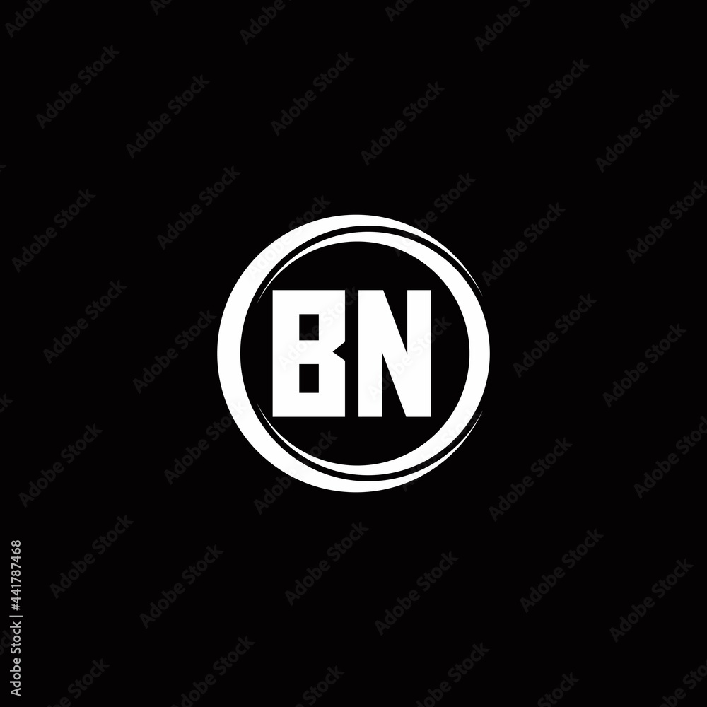 BN logo initial letter monogram with circle slice rounded design template BN logo initial letter monogram with circle slice rounded design template