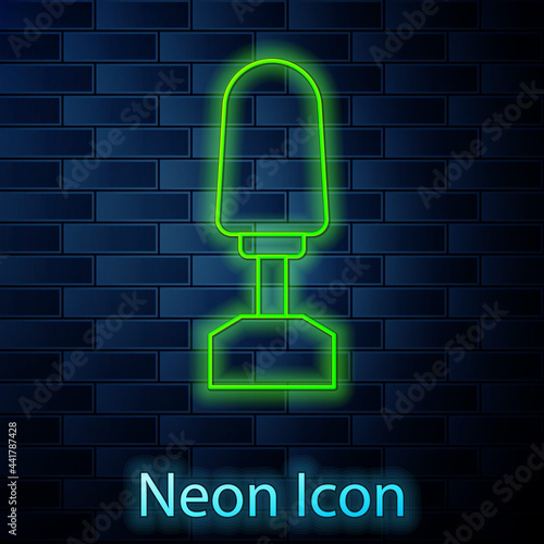 Glowing neon line Milling cutter for manicure icon isolated on brick wall background. Apparatus for manicure. Manicure tools. Vector