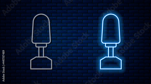 Glowing neon line Milling cutter for manicure icon isolated on brick wall background. Apparatus for manicure. Manicure tools. Vector