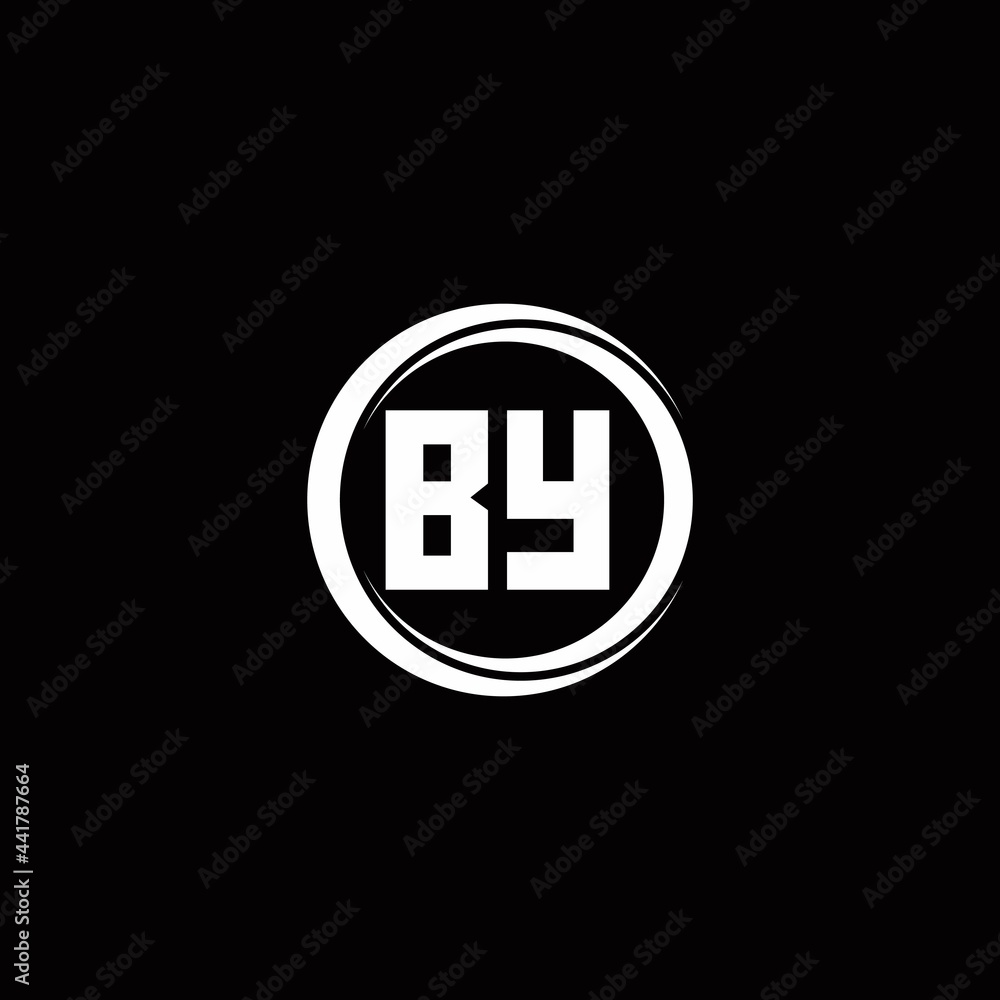 BY logo initial letter monogram with circle slice rounded design template BY logo initial letter monogram with circle slice rounded design template