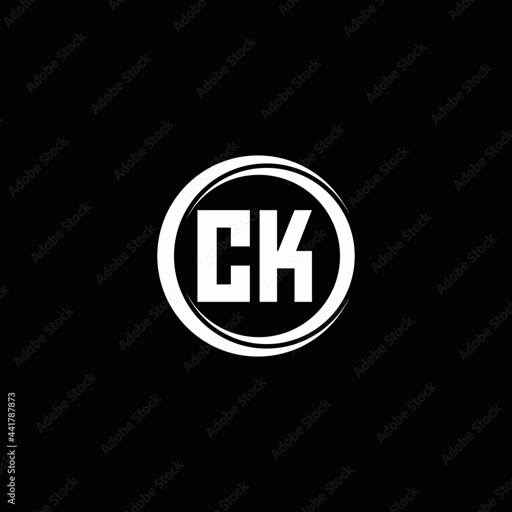 CK logo initial letter monogram with circle slice rounded design template
