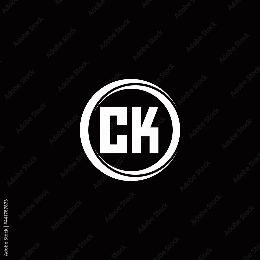 CK logo initial letter monogram with circle slice rounded design template CK logo initial letter monogram with circle slice rounded design template