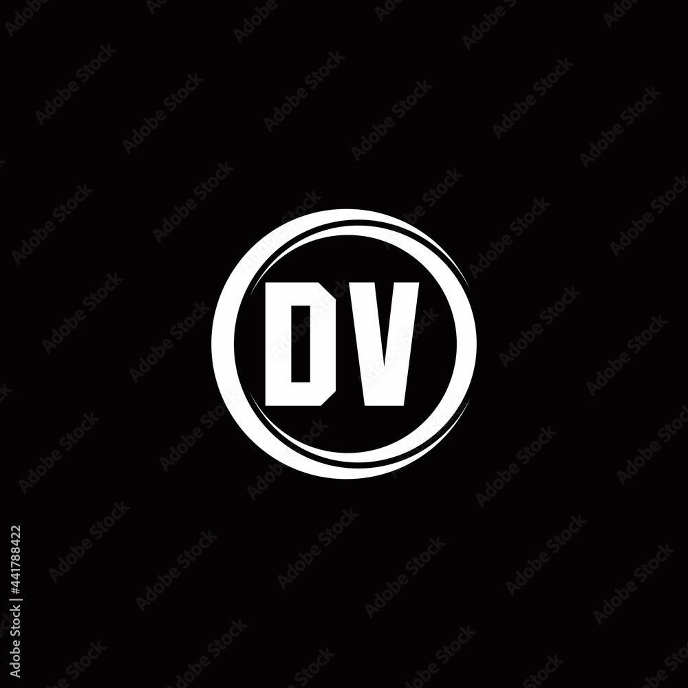 DV logo initial letter monogram with circle slice rounded design template DV logo initial letter monogram with circle slice rounded design template