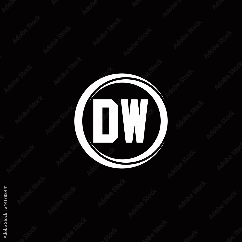 DW logo initial letter monogram with circle slice rounded design template