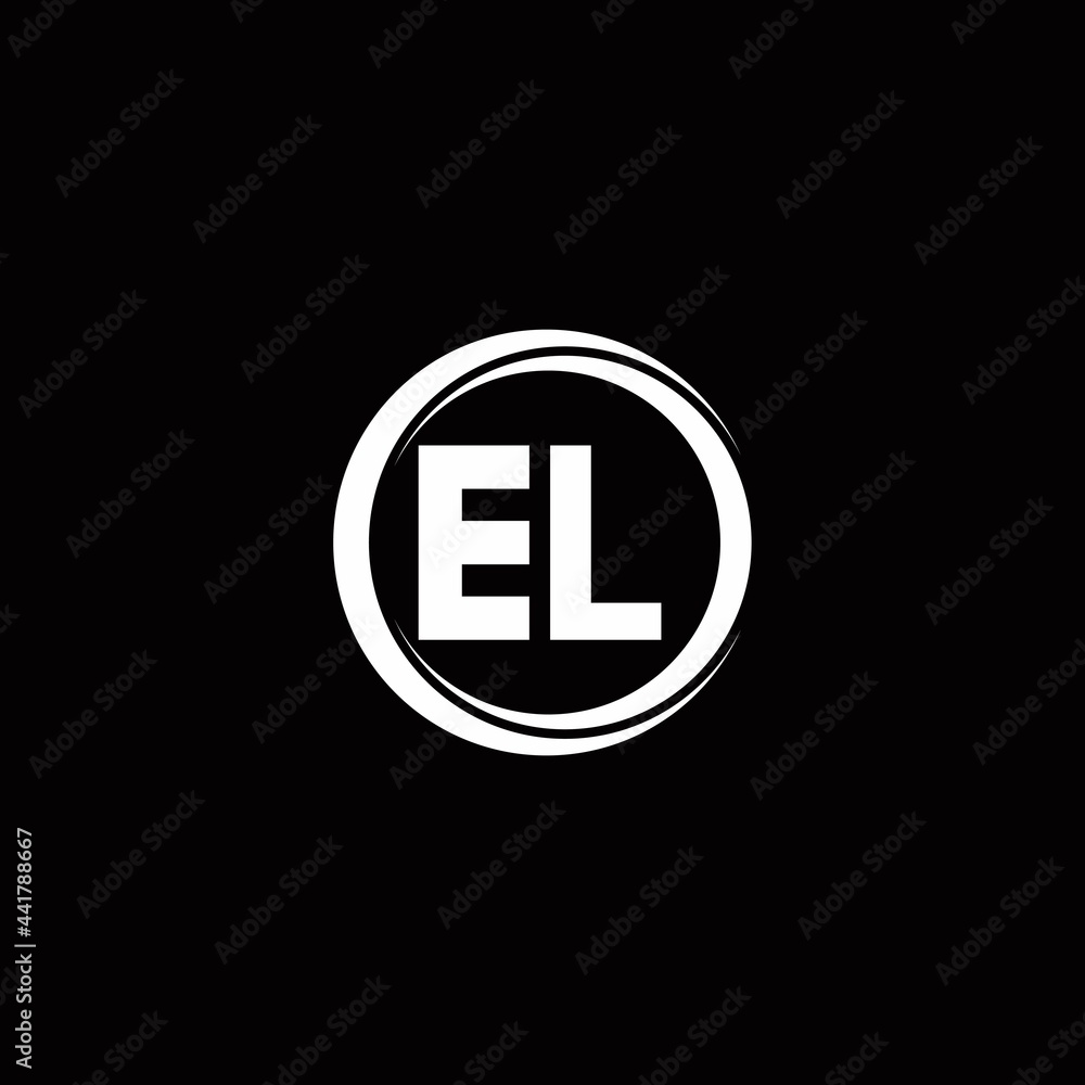 EL logo initial letter monogram with circle slice rounded design template EL logo initial letter monogram with circle slice rounded design template
