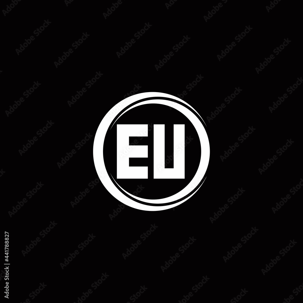 EU logo initial letter monogram with circle slice rounded design template