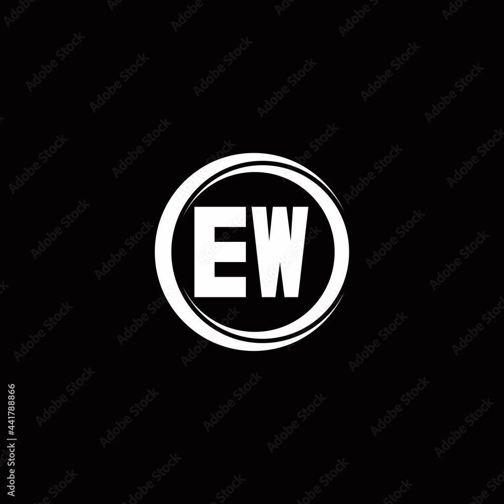 EW logo initial letter monogram with circle slice rounded design template
