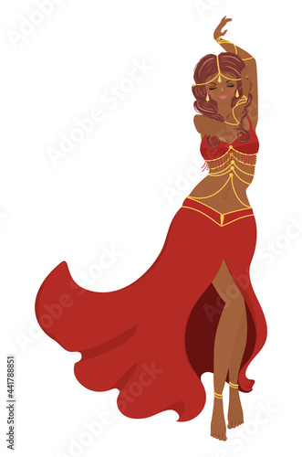 Belly dancer girl in red dress
