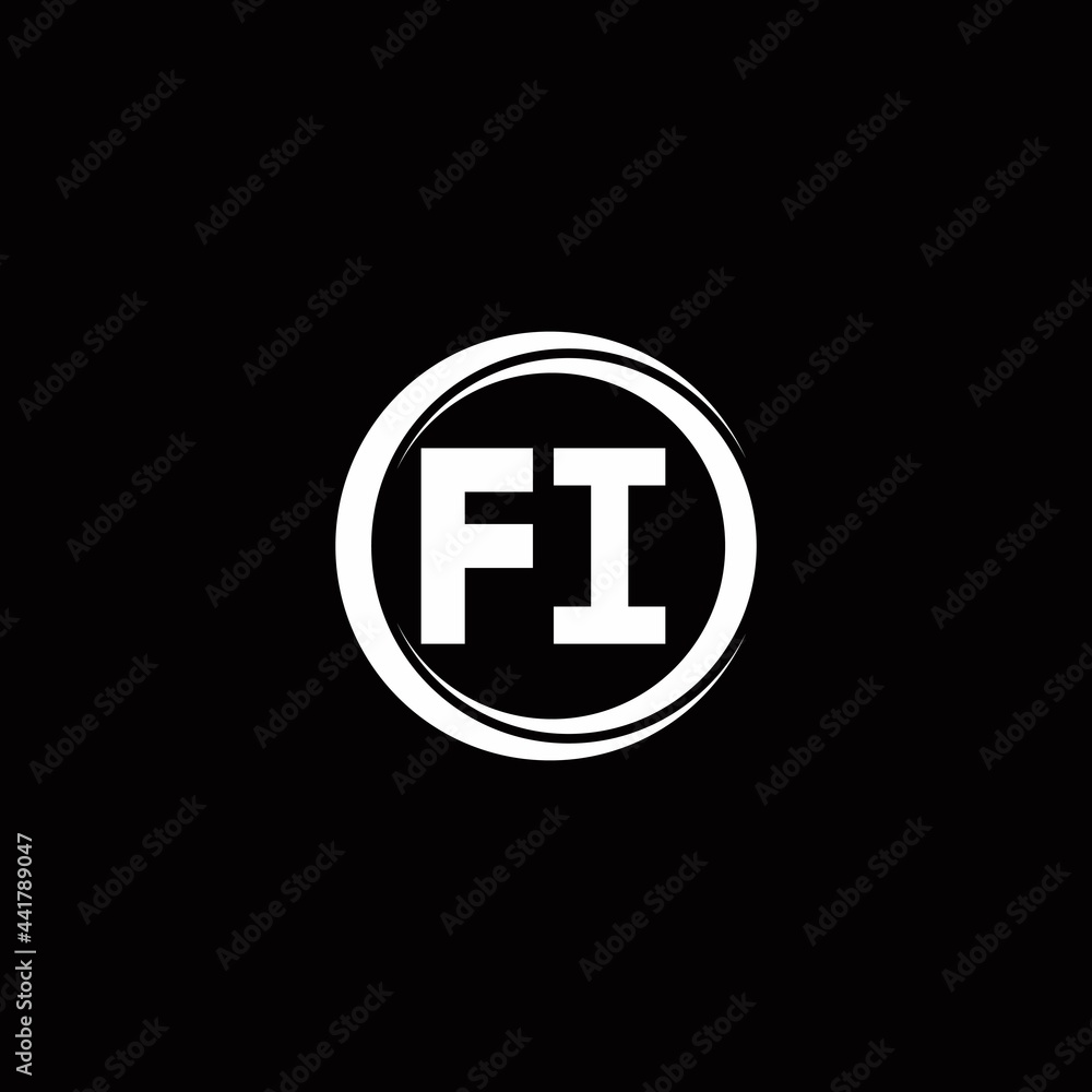 FI logo initial letter monogram with circle slice rounded design template FI logo initial letter monogram with circle slice rounded design template