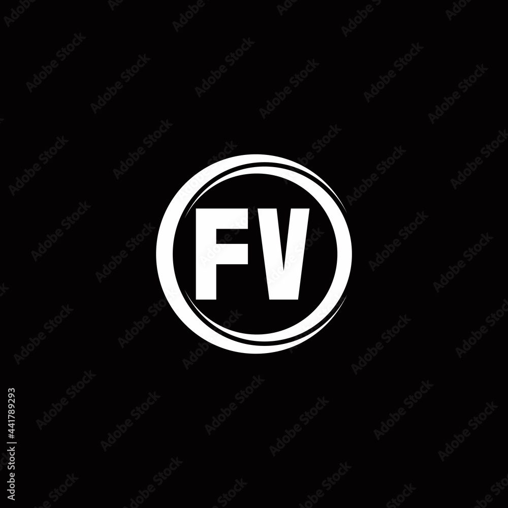 FV logo initial letter monogram with circle slice rounded design template