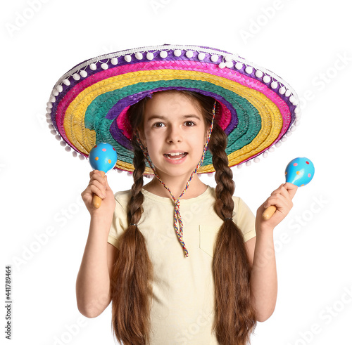 Cute Mexican girl in sombre...