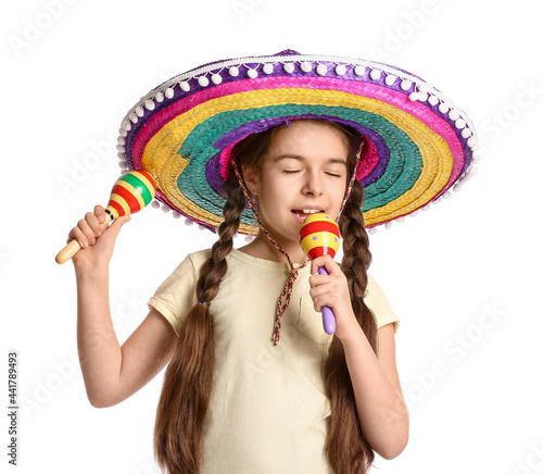 Happy Mexican girl in sombr...