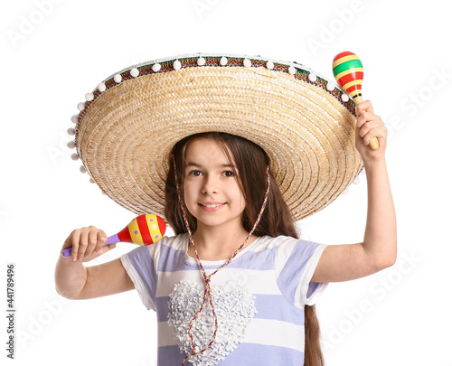 Happy Mexican girl in sombr...