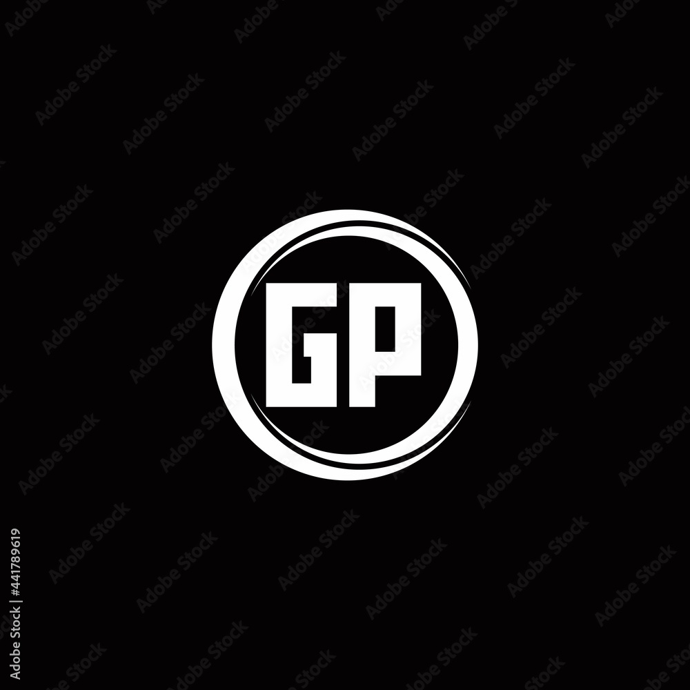 GP logo initial letter monogram with circle slice rounded design template GP logo initial letter monogram with circle slice rounded design template