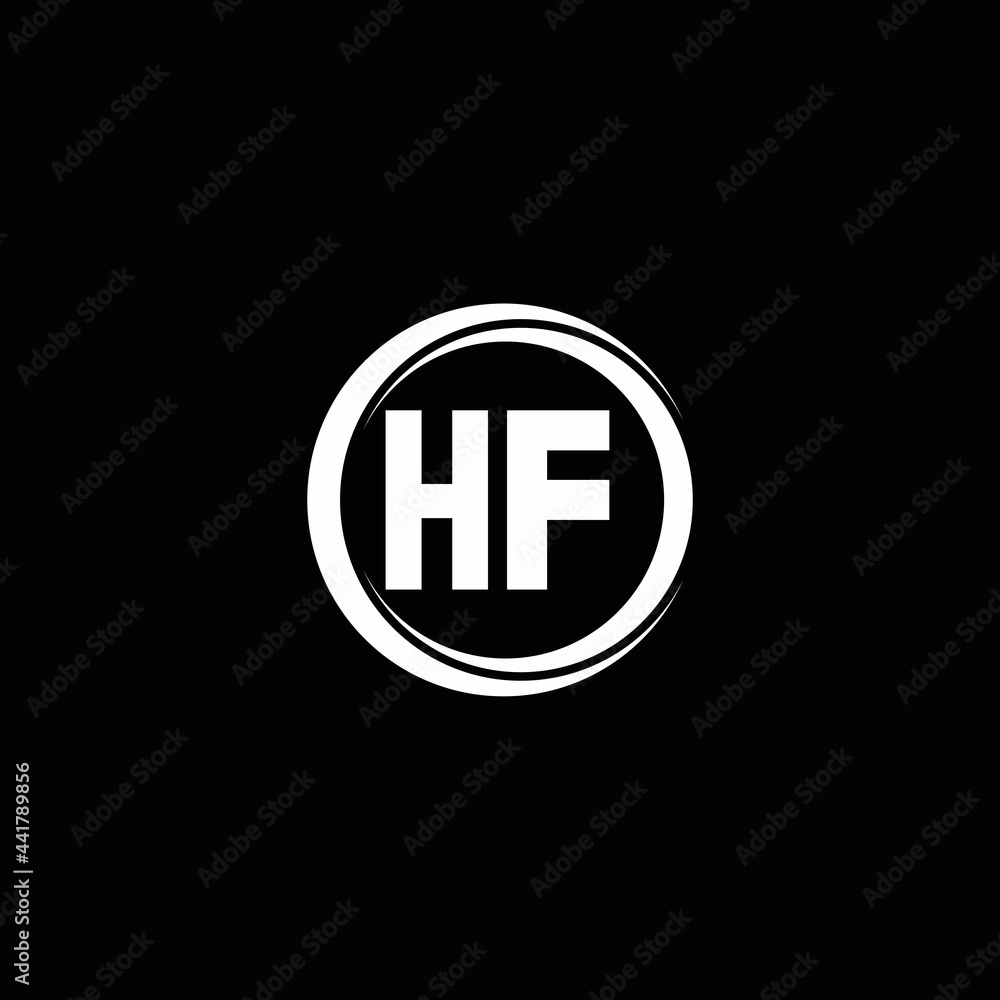 HF logo initial letter monogram with circle slice rounded design template HF logo initial letter monogram with circle slice rounded design template